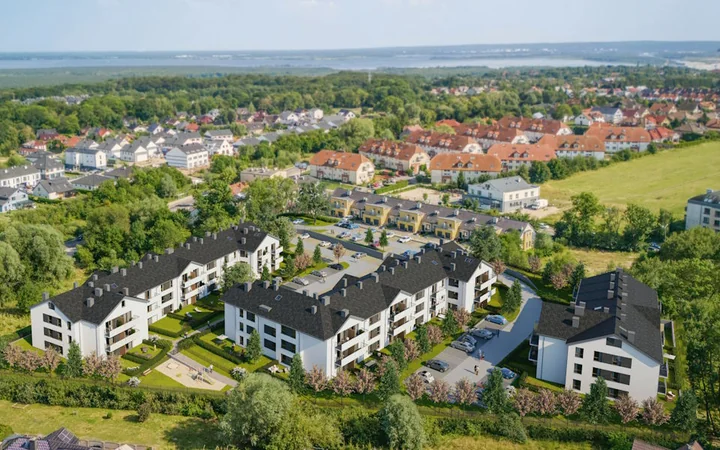 Zdjęcie przedstawia osiedle Bukovo Park z lotu ptaka
