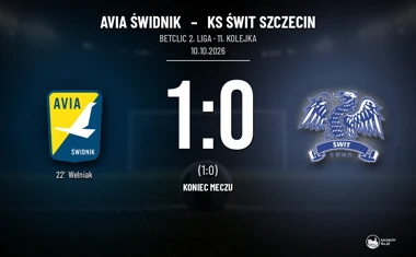 [PIŁKA NOŻNA] Betclic 2. liga: Avia Świdnik – KS Świt Szczecin 1:0. Gol piętą Wełniaka rozstrzygnął mecz