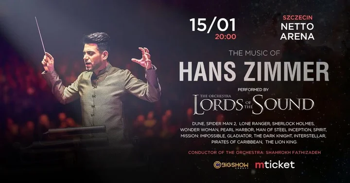 Obrazek przedstawia grafikę promocyjną wydarzenia Koncert muzyki Hansa Zimmera w Szczecinie