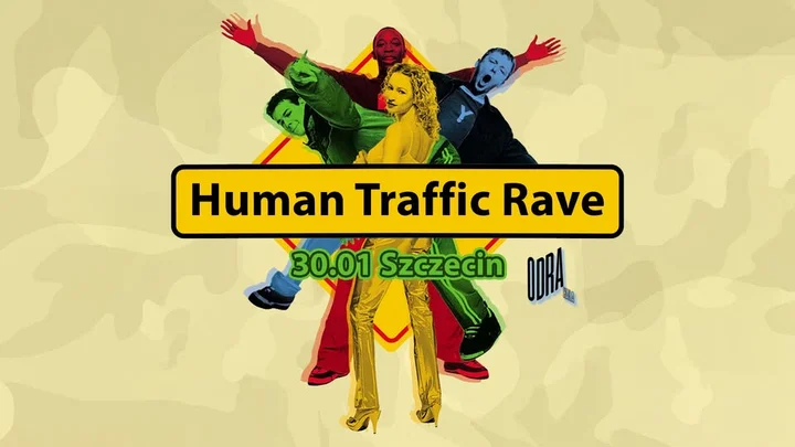 Grafika promocyjna wydarzenia Human Traffic Rave — powrót raveowej energii w Szczecinie