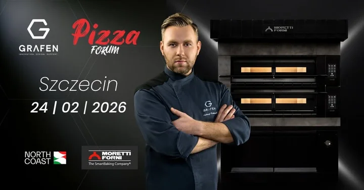 Grafika promocyjna wydarzenia Pizza Forum Szczecin — bezpłatne warsztaty dla profesjonalistów gastronomii
