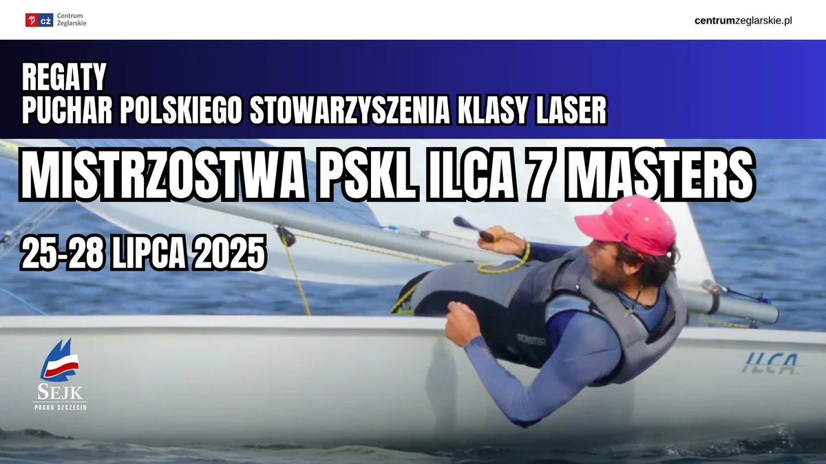 Grafika promocyjna wydarzenia Regaty klas ILCA na Jeziorze Dąbie w Szczecinie