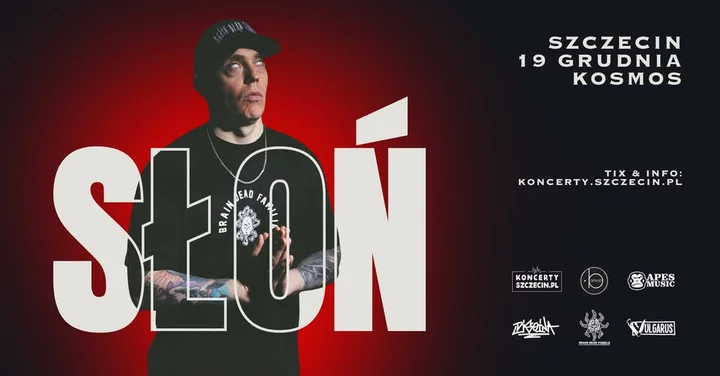 Grafika promocyjna wydarzenia Słoń w Szczecinie — koncert w klubie Kosmos, 19 grudnia 2025