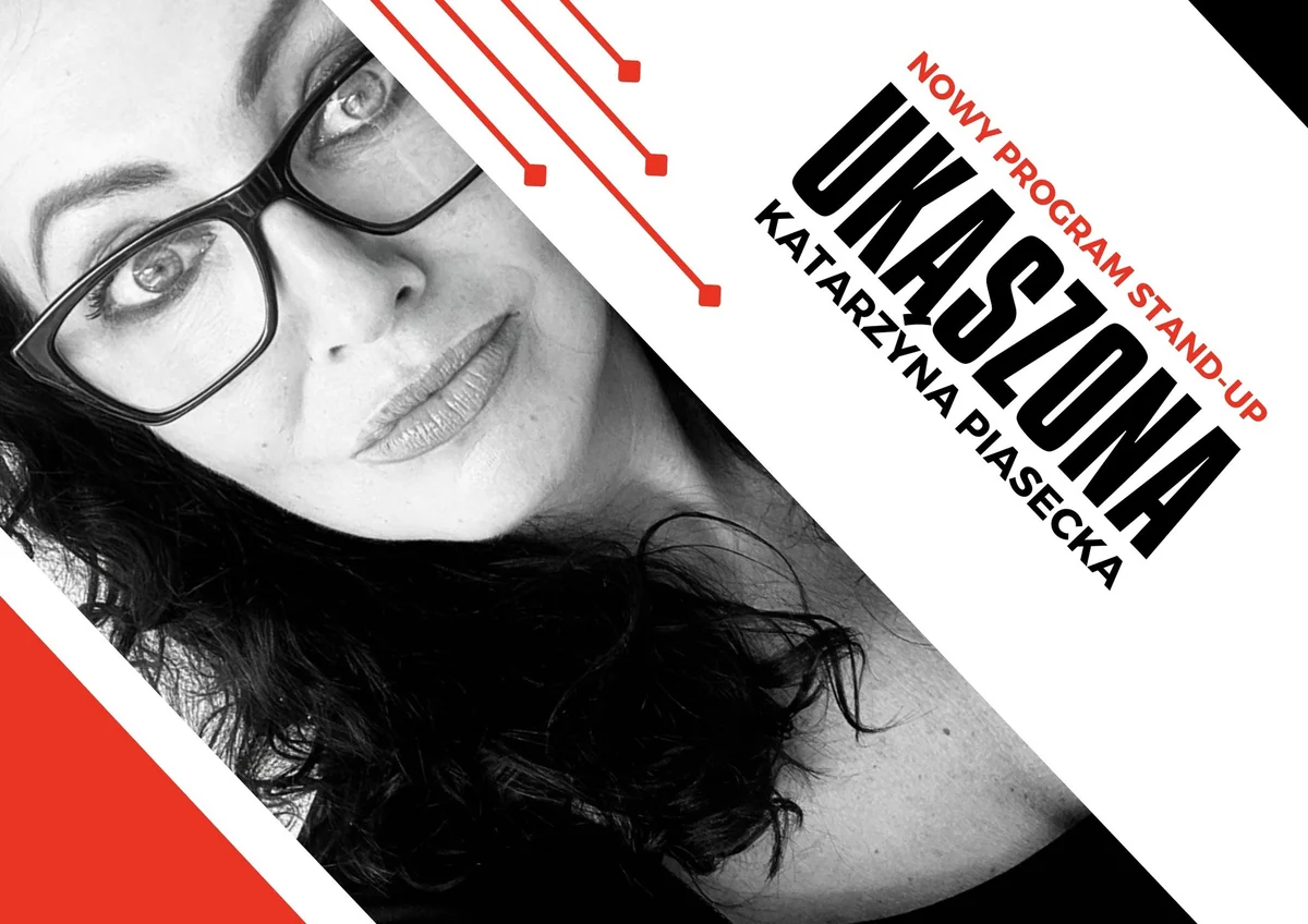 Grafika promocyjna wydarzenia Stand-up Katarzyny Piaseckiej z nowym programem w Szczecinie