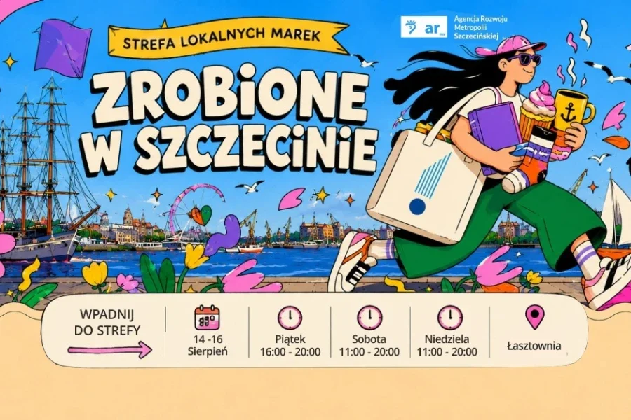 Grafika promocyjna wydarzenia Strefa lokalnych marek „Zrobione w Szczecinie” na Żaglach 2026