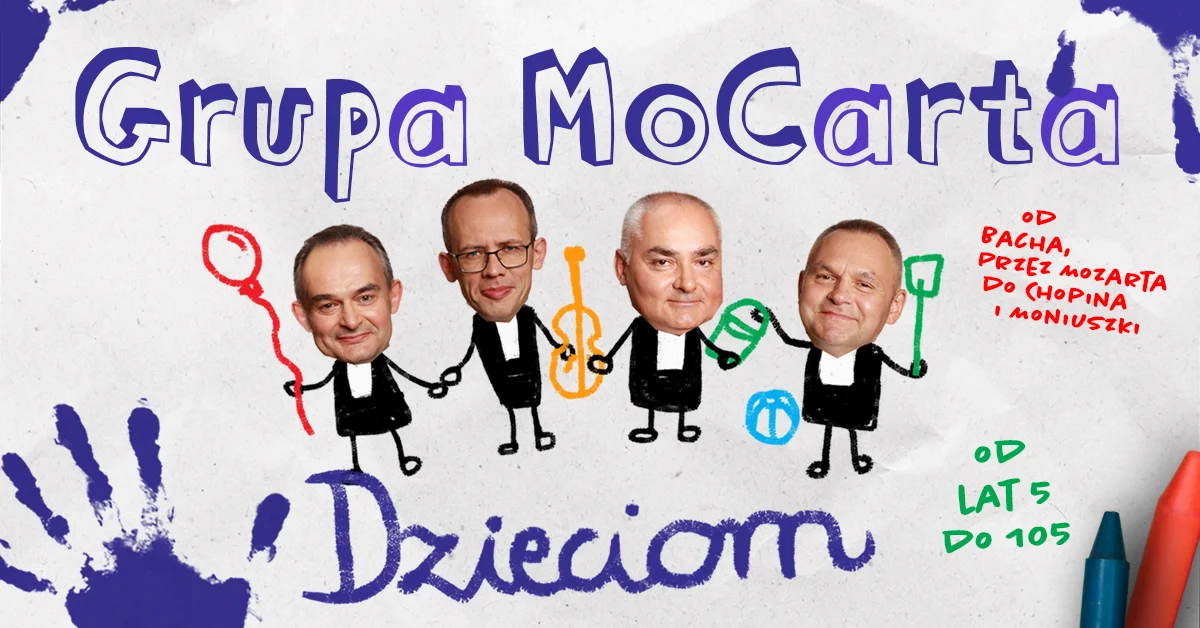 Grafika promocyjna wydarzenia Grupa MoCarta – Dzieciom w Szczecinie