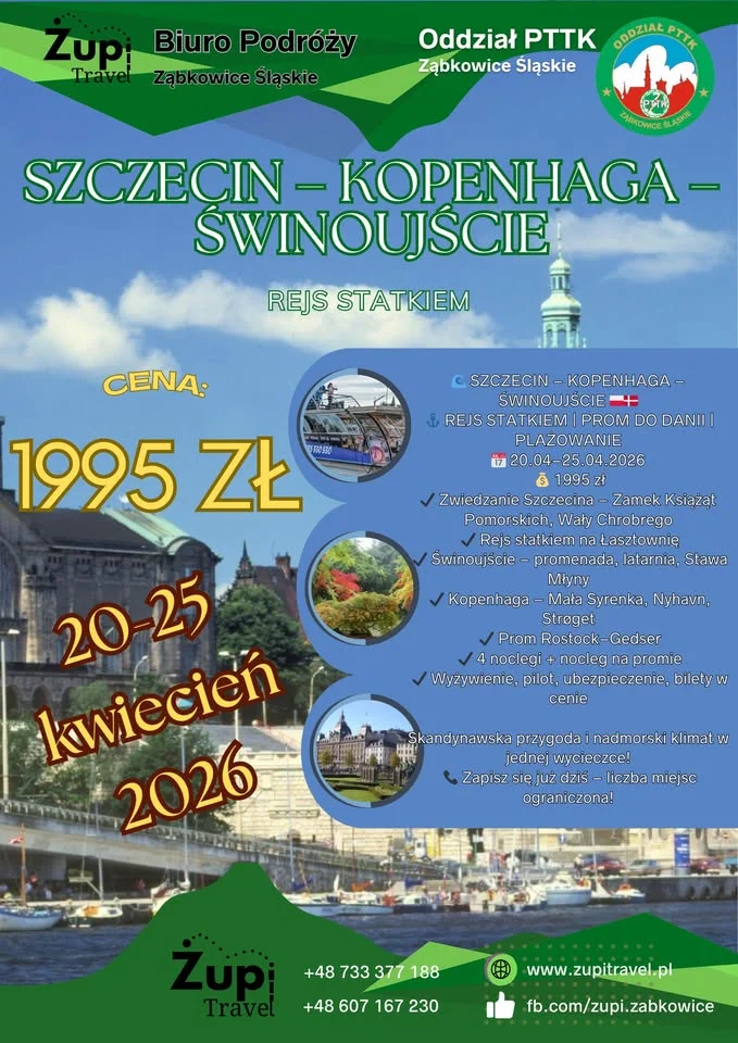 Grafika promocyjna wydarzenia SZCZECIN – KOPENHAGA – ŚWINOUJŚCIE: 6-dniowy rejs i zwiedzanie (20–25 kwietnia 2026)