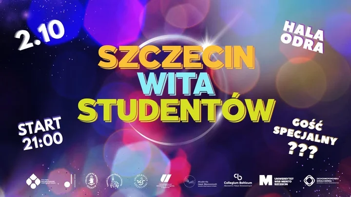 Obrazek przedstawia grafikę promocyjną wydarzenia Impreza powitalna dla studentów w Hali Odra — 2 października 2025