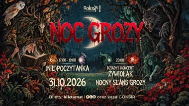 Grafika promocyjna wydarzenia DZIADY i ŻYWIOŁAK oraz Nocny Seans Grozy – Noc Grozy