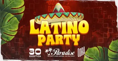 Grafika promocyjna wydarzenia Latino Party w Szczecinie: gorące latynoskie rytmy wracają do Hali Odra