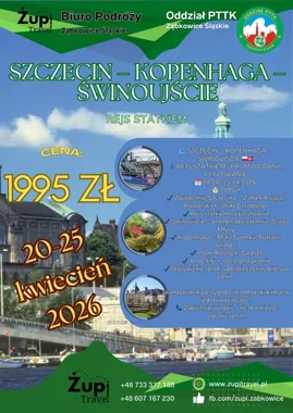 Grafika promocyjna wydarzenia SZCZECIN – KOPENHAGA – ŚWINOUJŚCIE: 6-dniowy rejs i zwiedzanie (20–25 kwietnia 2026)