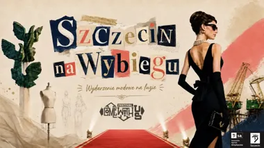 Grafika promocyjna wydarzenia Szczecin na wybiegu 2026 w Teatrze Letnim – modowy pokaz osobowości miasta