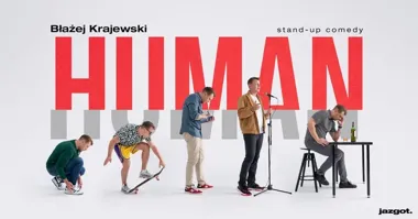 Grafika promocyjna wydarzenia Stand-up Błażej Krajewski — program „Human” w Szczecinie