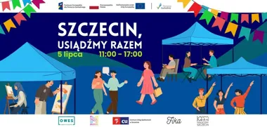 Grafika promocyjna wydarzenia Szczecin, usiądźmy razem! – sąsiedzki dzień pełen rozmów i wspomnień