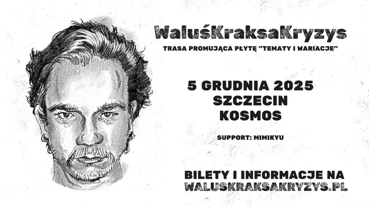 Obrazek przedstawia grafikę promocyjną wydarzenia Koncert WaluśKraksaKryzys w Szczecinie — 5 grudnia 2025