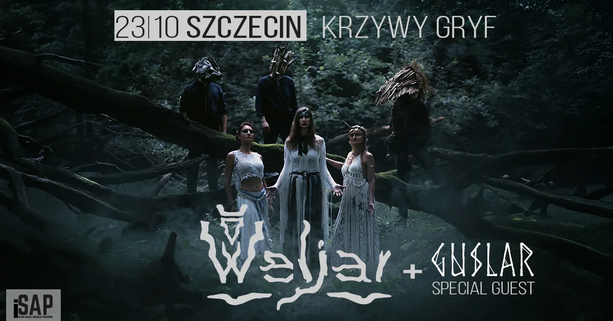 Grafika promocyjna wydarzenia Weljar + Guslar w Szczecinie