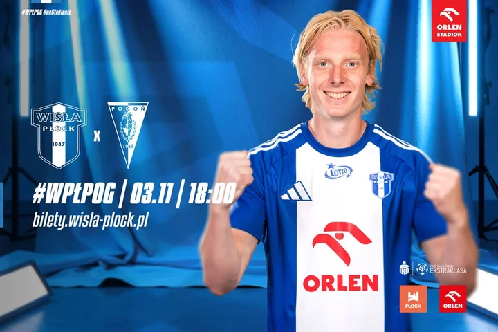 Grafika promocyjna wydarzenia Wisła Płock – Pogoń Szczecin: mecz na ORLEN Stadionie (3 listopada 2025)