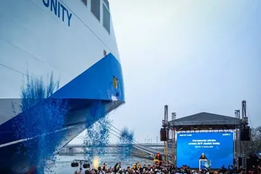 Nowy prom Bursztyn Unity po próbach morskich. W listopadzie chrzest w Szczecinie
