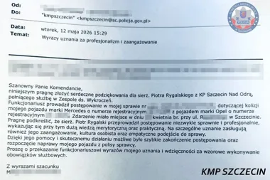 Po kolizji w Szczecinie przyszły podziękowania, nie skarga
